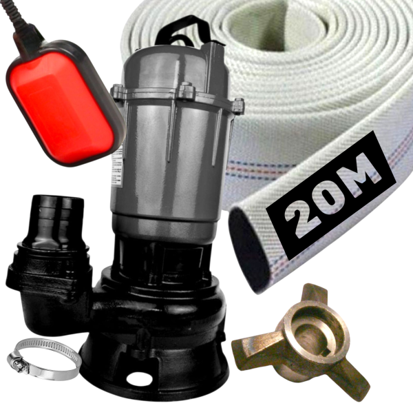 Фекальний насос із ріжучим ножем та шлангом (довжиною 20 м)