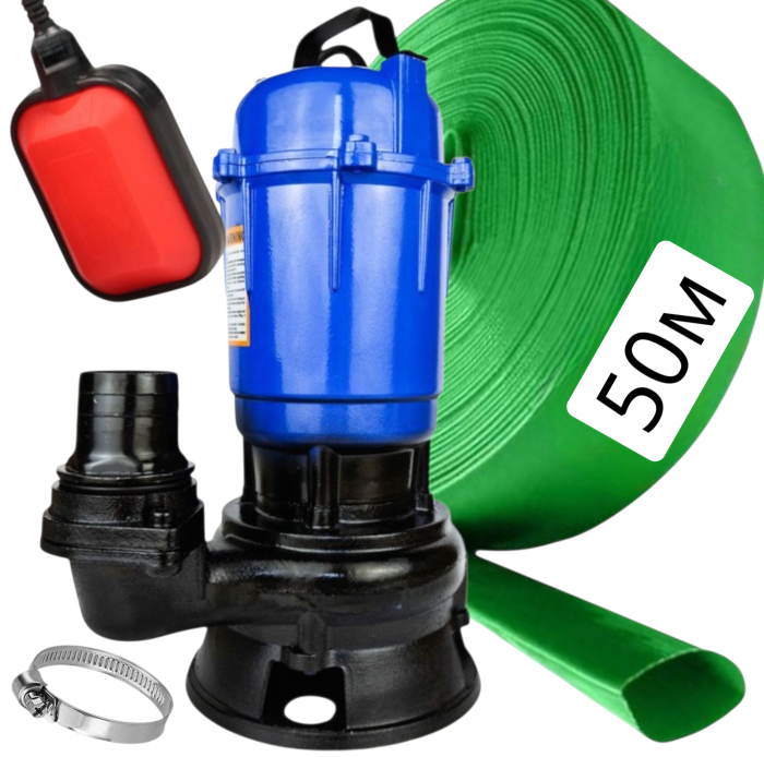 Фекальний насос + Шланг 50м для каналізаційного відведення